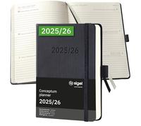 SIGEL C2602 Agenda settimanale Conceptum 2025/2026-18 mesi - circa A6 - nero - 2 pagine - 1 settimana - copertina rigida - 80 g/m² - 240 p. - certificazione PEFC