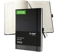 SIGEL C2618 Agenda settimanale Conceptum 2026-1 anno - A4+ - nero - 2 pagine - 1