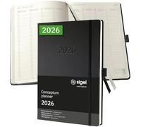 SIGEL C2618 Agenda settimanale Conceptum 2026-1 anno - A4+ - nero - 2 pagine - 1 settimana - copertina rigida - 80 g/m² - 192 p. - certificazione PEFC