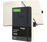 Sigel 2026 Conceptum Quotidiano Agenda A6 Brossura Nero