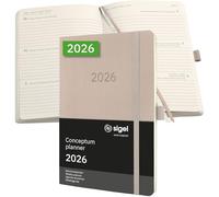 SIGEL C2630 Agenda settimanale Conceptum 2026-1 anno - circa A5 - taupe - 2 pagine 1 settimana - copertina flessibile - 80 g/m² - 192 p. - certificazione PEFC