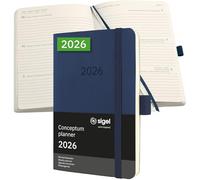 SIGEL C2633 Agenda settimanale Conceptum 2026-1 anno - circa A6 - blu scuro - 2 pagine - 1 settimana - copertina flessibile - 80 g/m² - 176 p. - certificazione PEFC