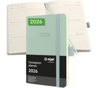 SIGEL C2639 Agenda settimanale Conceptum 2026-1 anno - circa A6 - verde - 2 pagine - 1 settimana - copertina flessibile - 80 g/m² - 176 p. - certificazione PEFC