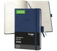 SIGEL C2663 Agenda settimanale Conceptum 2026-1 anno - circa A6 - blu scuro - 2 pagine - 1 settimana - copertina rigida - 80 g/m² - 176 p. - certificazione PEFC