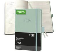 SIGEL C2673 Agenda settimanale Conceptum 2026-1 anno - circa A6 - verde - 2 pagine - 1 settimana - copertina rigida - 80 g/m² - 176 p. - certificazione PEFC