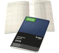 SIGEL C2687 Agenda-quaderno mensile Conceptum 2026-1 anno - circa A6 - blu scuro - 2 pagine - 1 mese - copertina flessibile - 80 g/m² - 64 p. - certificazione PEFC