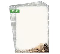 SIGEL DP450 - Carta da lettere natalizia "Beige Christmas Candle", formato A4, 25 fogli, carta natalizia in carta sostenibile
