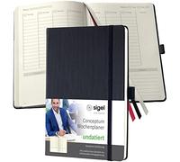 SIGEL CO700 - Planner settimanale non datato, in tedesco, A5, copertina rigida, nero - Conceptum