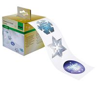 SIGEL CS118 - Adesivi natalizi su rotolo, 200 stelle e altro ancora, colore: argento, 4,5 x 5 cm