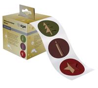 SIGEL CS122 Sticker natalizi in rotolo, 200 sticker, 4,7 x 4,7 cm, "Cut-out style", verde, rosso, viola