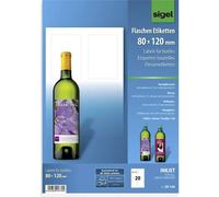 Sigel DE160 Etichette per bottiglie 80 x 120 mm Carta Bianco 20 pz. A tenuta p