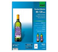 SIGEL DE160 Etichette per bottiglie da autocomporre, lucido, inkjet, 80x120 mm (A4), 20 pz.=5 fg