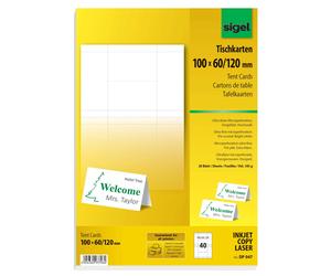 SIGEL DP047 Tent Cards, 10 x 6 cm, 20 sheets equal to 40 Pieces 100 x 60/120 mm