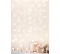 SIGEL DP634 Carta a tema natalizio - candele - beige/chamois/creme/oro - 90 g/m² - A4-100 foglie