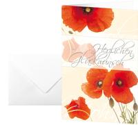 SIGEL DS003 Red Poppies Greeting Cards Set of 10 with Envelopes Ideal for Printi