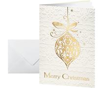 SIGEL DS049 Biglietti di auguri natalizi con buste, formato A6, motivo: Golden Fantasy, confezione da 10, impressione oro/incolore, facile da stampare