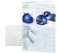 SIGEL DS057 biglietti di Natale in fantasia a palline blu, 25 pezzos, facile da stampare