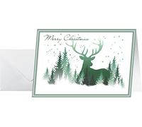 SIGEL DS063 Biglietti natalizi con elementi verdi, A6, 25 pz. e buste, facile da stampare