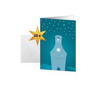SIGEL DS077 Biglietti natalizi "Polar bear with candle", A6, 10 Biglietti incl. buste, facile da stampare