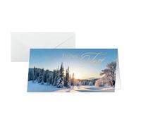 SIGEL DS638 Biglietti natalizi - paesaggio invernale - blu/bianco/oro - DL - 25 biglietti - incl. buste