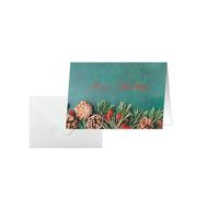 SIGEL DS642 Biglietti natalizi - pigne di abete - verde/marrone/rosso - A6-25 biglietti - in uste