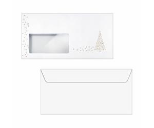 SIGEL DU084 Buste da lettere Natale, Golden Tree, impressione oro, DL (110x220 mm), con finestra, 50 pz