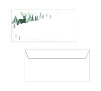SIGEL DU284 Envelopes with Christmas pattern, White and Green, DL size (11 x 22