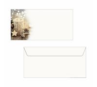 SIGEL DU450 Busta natalizia "Beige Christmas Candle", gommate, DL, 25 buste