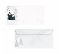 SIGEL DU601 Busta natalizia "Cozy Christmas Watercolor", gommata, DL, 25 buste