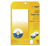 SIGEL LA525 Etichette per CD/DVD, bianco, coprenti, con centratore, 117 mm (A4), 50 et.=25 fg