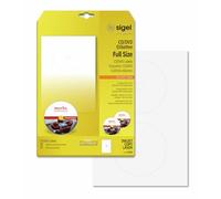 SIGEL LA505 Etichette per CD/DVD, bianco, coprenti, con centratore, 117 mm (A4), 50 et.=25 fg