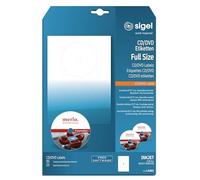 SIGEL LA501 Etichette per CD/DVD, bianco, patinate, con centratore, 117 mm (A4), 50 et.=25 fg