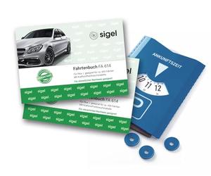 Sigel - Giornale di bordo, per auto, A6 orizzontale 2 pezzi + disco orario