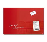 SIGEL GL122 Lavagna magnetica in vetro premium, superficie lucida, 60 x 40 cm, montaggio facile, rosso, Artverum
