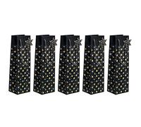 SIGEL GT030 Borsa Regalo natalizia bottiglia, Design Stardust, 157g, formato 100 x 350 x 80 mm, 5 pezzi