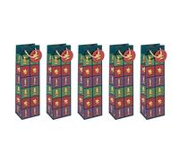 SIGEL GT048 Borsa da regalo Bottle, verde, rosso, viola, 10 x 35 cm