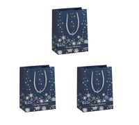 SIGEL GT111 Christmas Gift Bag"Silver Snowflakes", Small, 17 x 23 x 10 cm, 3 pcs
