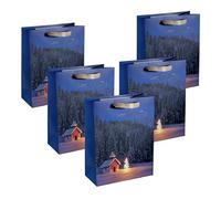 Sigel GT115/5 - Set di 5 sacchetti regalo di carta, 26 x 33 x 12 cm, colore: Blu