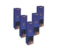 SIGEL GT129 - Sacchetto regalo bottiglia - blu - paesaggio invernale - con inserto sul fondo e manici in seta coordinati - plastica, cartone bianco, 10 x 35 x 8 cm, 5 pezzi