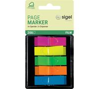 SIGEL HN489 Index Page Marker, Film, strip-size:12x45 mm, 200 strips, 5 colours