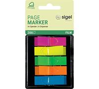 SIGEL HN489 Segnapagina adesivi, Z-Marker, 5x mini nel dispenser, 45x12 mm, 200 fg