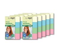 SIGEL HN604 Segnapagina Recycle, Carta riciclata, 4 colori a blocchetto, 50x20 mm, 160 fg., 10 pezzi