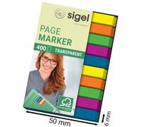 SIGEL HN617 Transparent Index Page Markers; film, micro, 400 strips, Green/Blue/