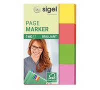 SIGEL HN630 Segnapagina adesivi in carta, 160 fogli da 5 x 2 cm, certificati FSC, arancione, giallo, rosa, verde