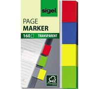 SIGEL HN670 Segnapagina adesivi, rimovibili, Trasparenti, 4 colori a blocchetto, 50x20 mm, 160 fg
