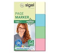 SIGEL HN604 Segnapagina Recycle, Carta riciclata, 4 colori a blocchetto, 50x20 mm, 160 fg