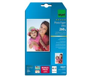 SIGEL IP656 InkJet Ultra Photo Paper, Photo Format, glossy, 260 gsm, 10x15 cm, 6