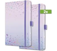 SIGEL J4346 Jolie Agenda settimanale 2024, Butterfly Confetti Candy, 9,5 x 15 cm, copertina rigida, 174 pagine, blu, viola, 2 pezzi