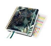 Calendario a libro Sigel Jolie "Glamorous Leaves" 2024 calendario settimanale A5 con rilegatura a spirale 168 x 215 mm 1 settim