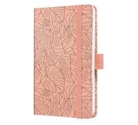 SIGEL J5352 Jolie Agenda settimanale 2025, motivo Rose Monstera, 9,5 x 15 cm, copertina rigida, 174 pagine, rosato, nero